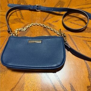 Anne Klein Midnight Blue Crossbody Bag with Gold Chain